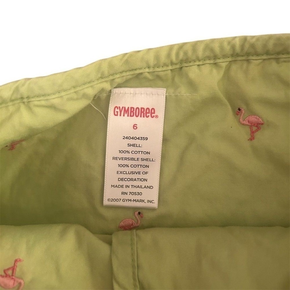 Gymboree Reversible Wrap Skirt Girls 6 Pink Green Floral Flamingo 2007 Cotton - Picture 4 of 7